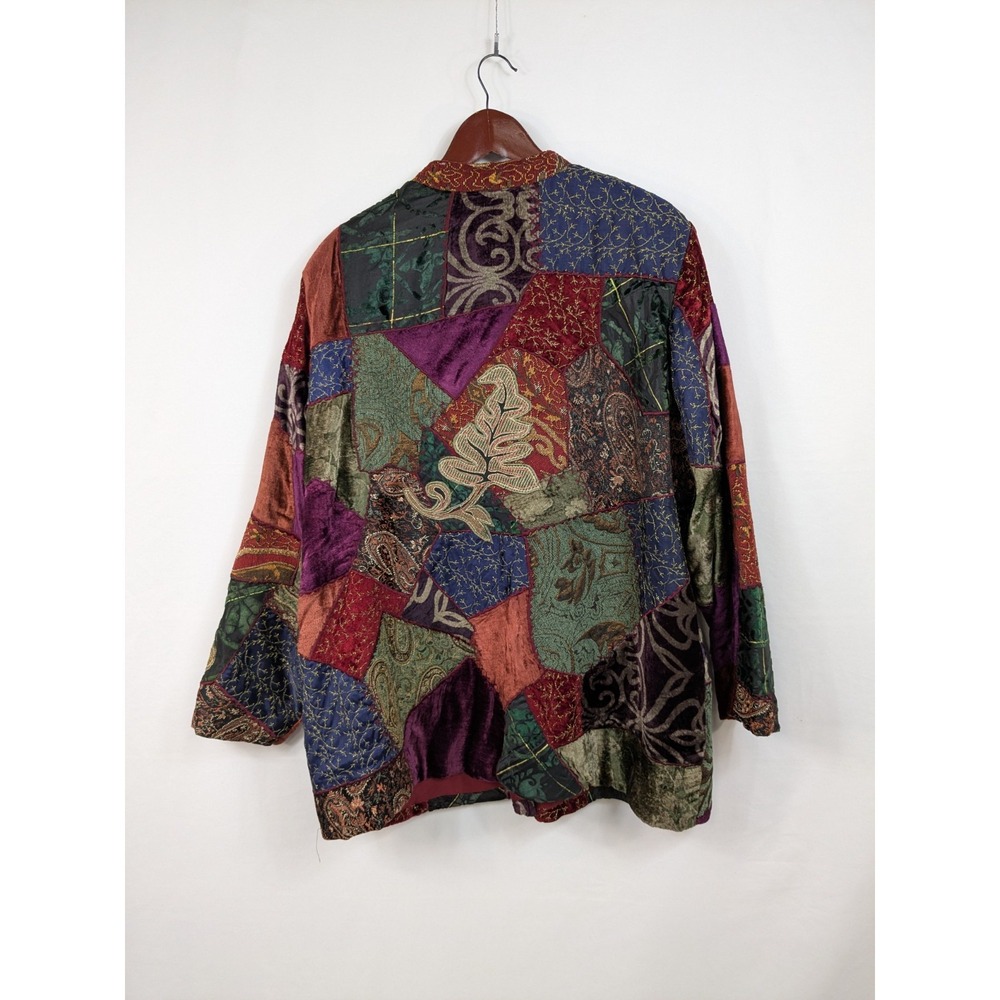 Textured Patchwork Velvet Jacket - Multi - Picture 2 of 11
